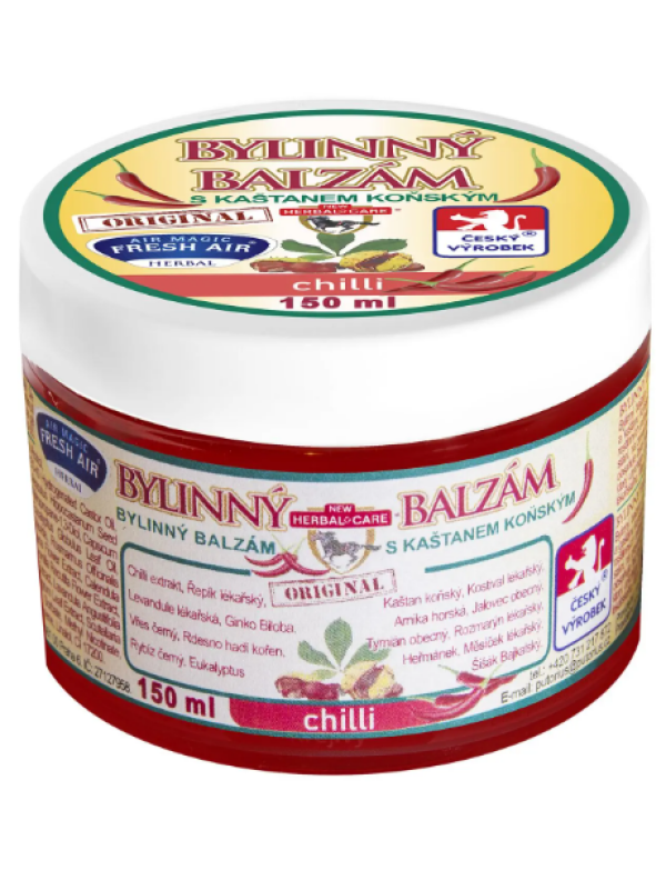 Bylinný balzam s gaštanom konským 150 ml – chilli