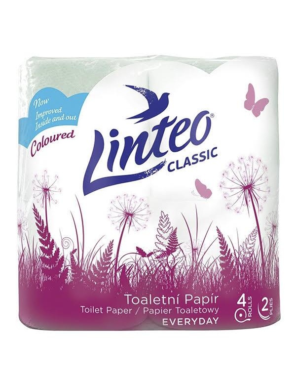 Toaletný papier Linteo Classic – farebný, 2-vrstvový, 4 kotúče