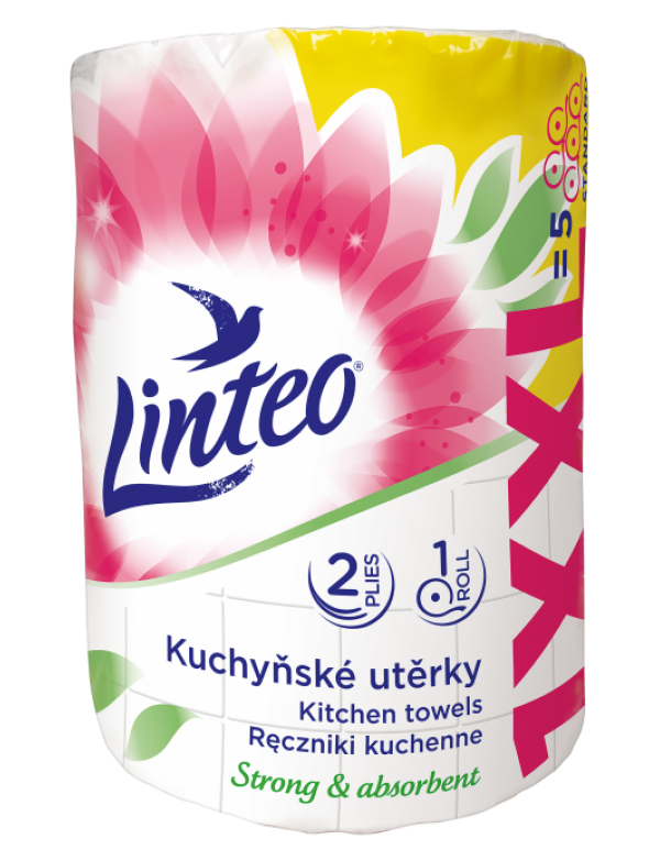 Kuchynské utierky Linteo XXL – biele, 2-vrstvové, 1 kotúč