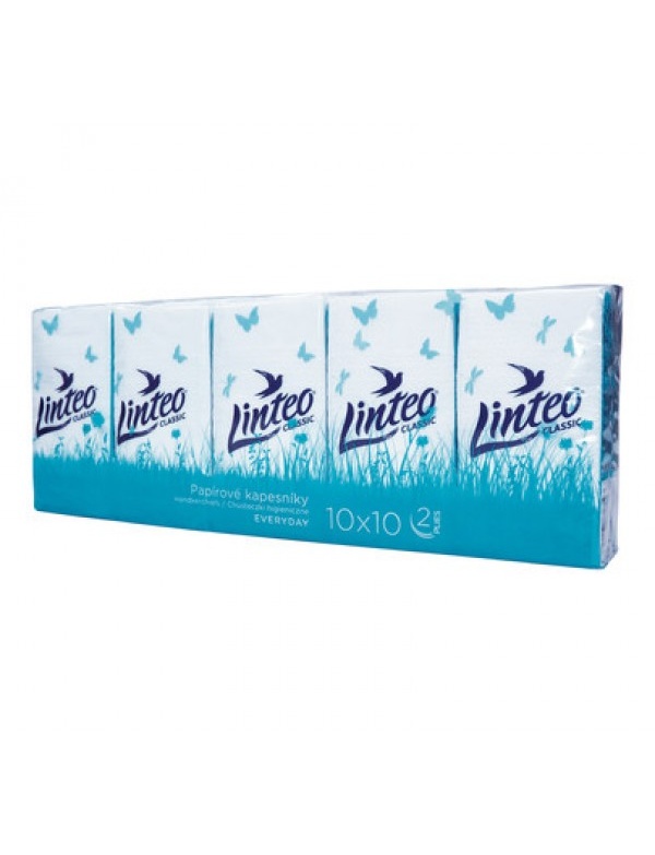 Papierové vreckovky Linteo 10x10ks, biele, 2-vrstvové