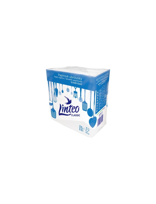 LINTEO - Obrúsky 33x33cm 1 vrstvové - biele 130 g