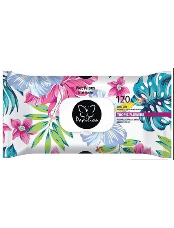 Papilion vlhčené obrusky 120ks klip Tropic Flower