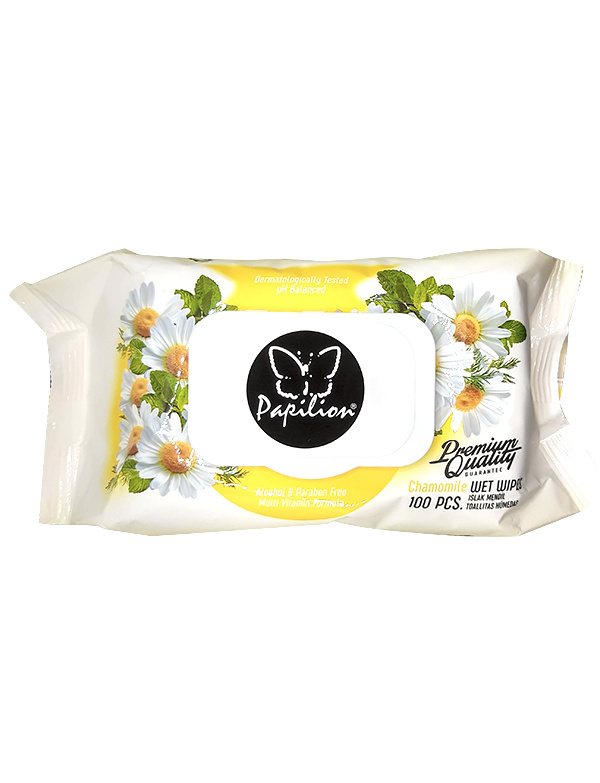 Papilion vlhčené obrusky 100ks klip Chamomile