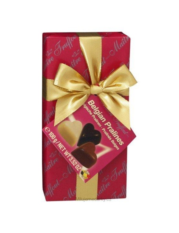 Belgické pralinky 100g - srdce (červené)
