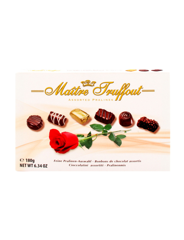 Bonboniéra MAITRE PRALINÉS 180g RUŽA biela