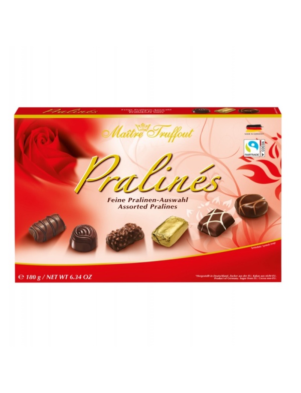 Bonboniéra MAITRE PRALINÉS 180 g EXQUISITE červená